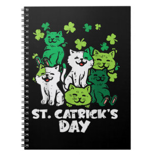 Caderno Espiral Dia de São Patrício Gatos Catricks Dia de São Patr