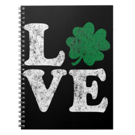 Caderno Espiral Dia de São Patrício LOVE Shamrock Irish