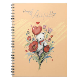 Caderno Espiral Dia dos Namorados com Urso Teddy Rico