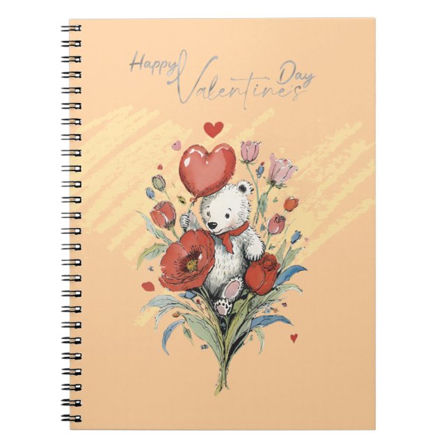 Caderno Espiral Dia dos Namorados com Urso Teddy Rico (Frente)
