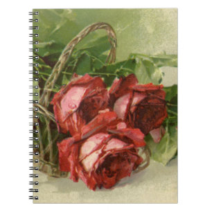 Caderno Espiral Dia dos Namorados Vintage Amor, Rosas Vermelhas Ca