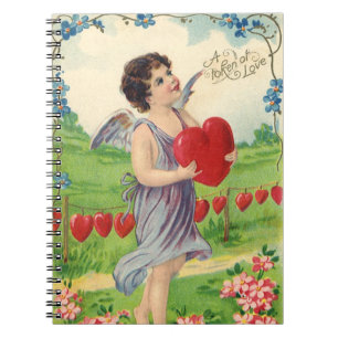 Caderno Espiral Dia dos Namorados Vintage, Anjo Vitoriano com Cora