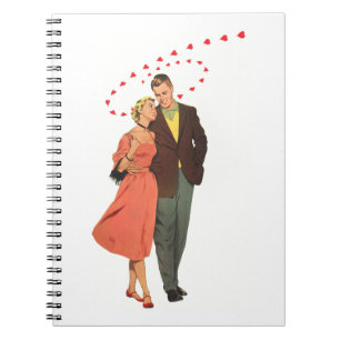 Caderno Espiral Dia dos Namorados Vintage, Corações Flutuantes Rom