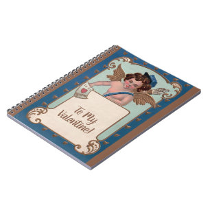 Caderno Espiral Dia dos Namorados Vintage, Querubim com Cartas de
