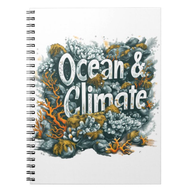 Caderno Espiral Dia dos Oceanos - Texto sobre Oceanos e Clima com  (Frente)