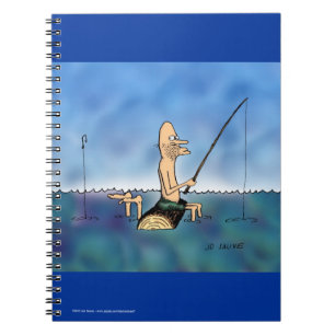 Caderno Espiral Dia estranho pescando cartoon engraçado no noteboo