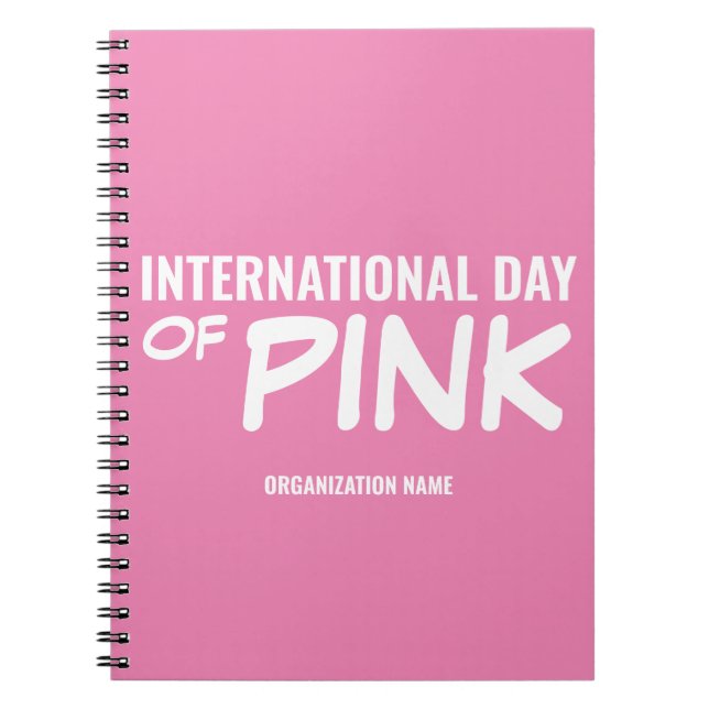 Caderno Espiral Dia Internacional do Rosa Personalizável (Frente)