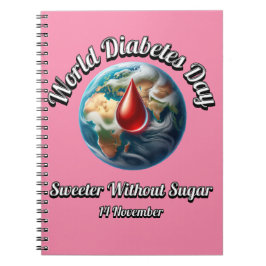 Caderno Espiral Dia Mundial da Diabetes. Doce Sem Açúcar.