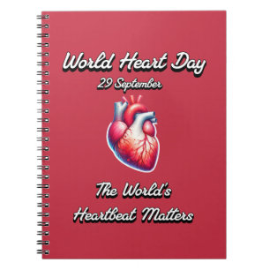 Caderno Espiral Dia Mundial do Coração. Os Mundos Pulsação Importa