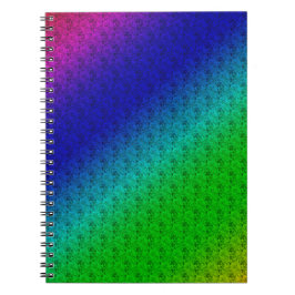Caderno Espiral Diag Gradient Floral Padrão Floral Azul Verde