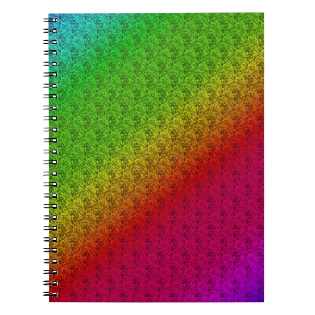 Caderno Espiral Diag Gradient Floral Patterno Vermelho Gradiente A (Frente)