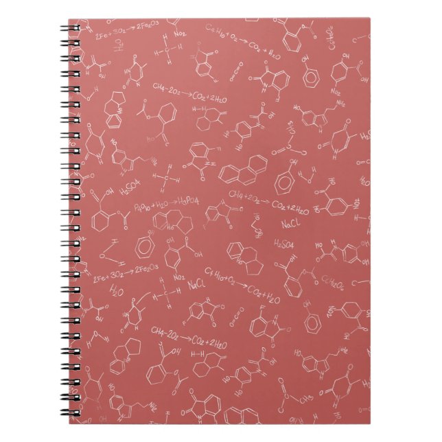 Caderno Espiral Diagrama químico cor-de-rosa design dusky (Frente)