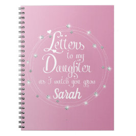 Caderno Espiral Diamante elegante rosa-claro Letras design chic
