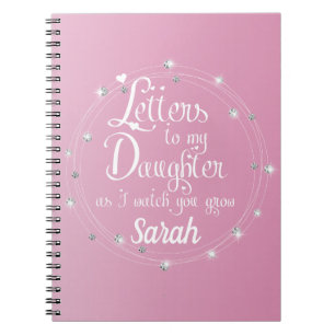 Caderno Espiral Diamante elegante rosa-claro Letras design chic