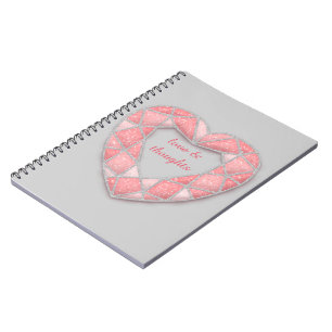 Caderno Espiral diamante rosa coração - papershop