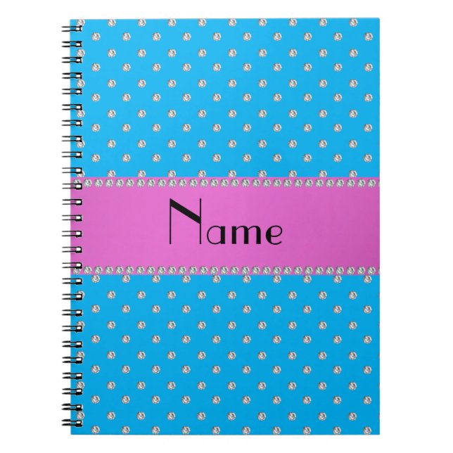 Caderno Espiral Diamantes azuis conhecidos personalizados (Frente)