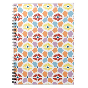 Caderno Espiral Diamantes coloridos, ikat geométrico