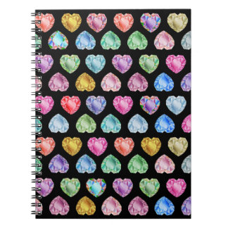 Caderno Espiral Diamond Heart Watercolor Pattern Cute Pastel Girly