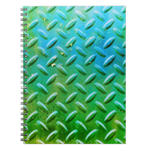 Caderno Espiral Diamond Plate Steel Green and Blue