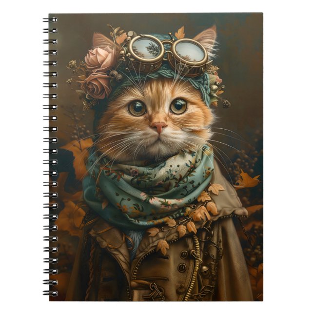 Caderno Espiral Diário A5 De Roupa Branca De Gato De Gato (Frente)