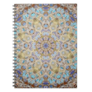 Caderno Espiral Diário azul e Dourado do vazio da mandala