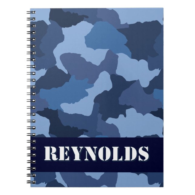 Caderno Espiral Diário Azul Personalizado do Camo (Frente)