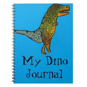 Caderno Espiral Diário bonito azul de T-Rex Dino do dinossauro