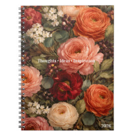 Caderno Espiral Diário Botânico Floral Personalizado Dia das Mulhe