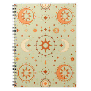 Caderno Espiral Diário Celestial Boho   Sun & Moon for Journaling