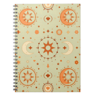 Caderno Espiral Diário Celestial Boho | Sun & Moon for Journaling