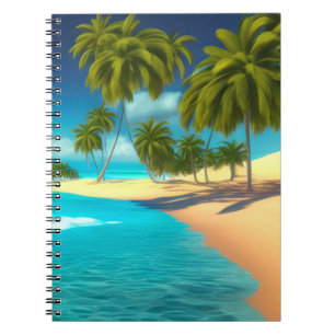 Caderno Espiral Diário Colorido da Palma do Oceano Tropical