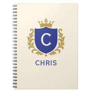 Caderno Espiral Diário com Monograma da Crista Real