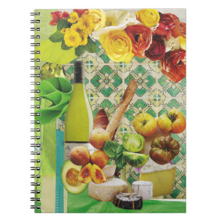 Caderno Espiral Diário com vinho e queijo