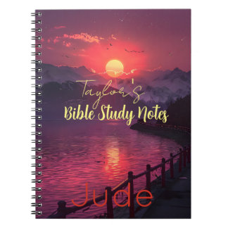 Caderno Espiral Diário Cristão do Pôr do Sol Estudo Bíblico Person