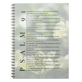 Caderno Espiral Diário Cristão Floral Branco Suave Salmo 91