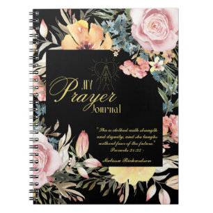 Caderno Espiral Diário Cristão Personalizado Faith Floral PRAYER
