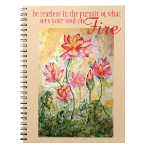 Caderno Espiral Diário da arte de Lotus do rosa da inspiração d