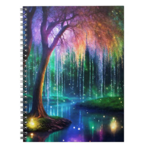 Caderno Espiral Diário da Árvore Mística de Luzes