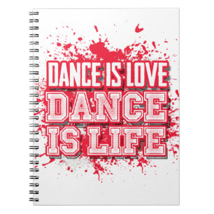 Caderno Espiral Diário da escrita do amor da dança no vermelho d