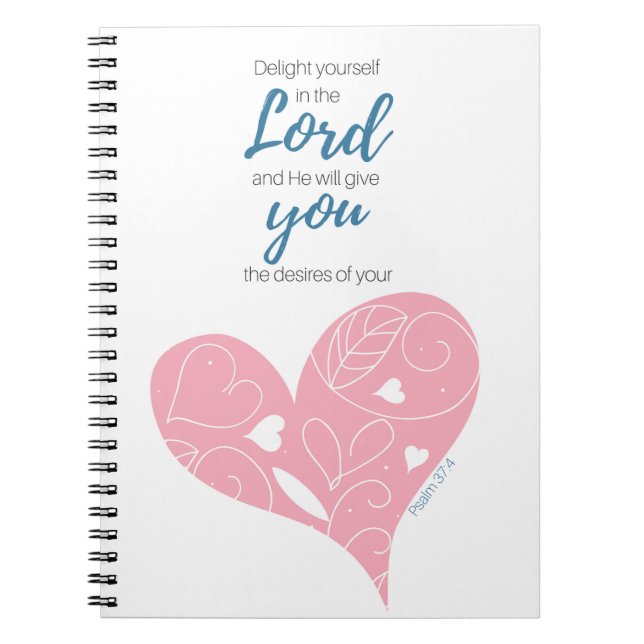 Caderno Espiral Diário da escritura do 37:4 do salmo (Frente)