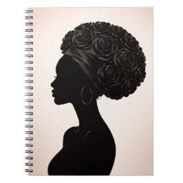 Caderno Espiral Diário da Silhueta da Mulher Negra Empoderada