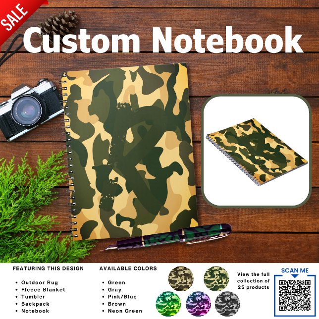 Caderno Espiral Diário de acampamento | ADD Crianças de Camuflagem (Criador carregado)