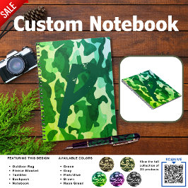 Caderno Espiral Diário de Acampamento | ADICIONE INICIAL Camuflage