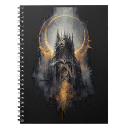 Caderno Espiral Diário de Arquitetura Gótica de Fantasia Sombria