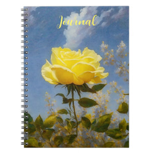 Caderno Espiral Diário de Arte Amarelo Rose e Sky Flower