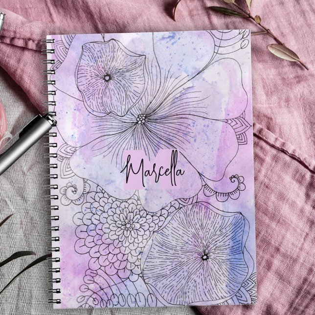 Caderno Espiral Diário de Arte da Linha de Aquarela do Pastel Artí (Criador carregado)
