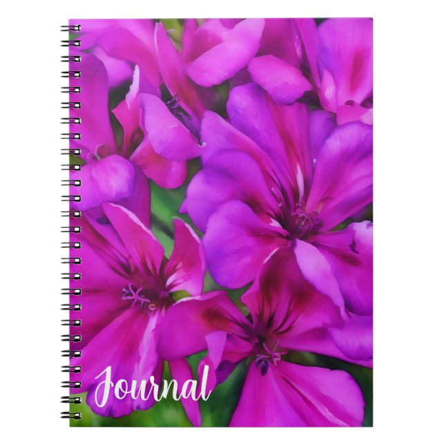 Caderno Espiral Diário de Arte Natural das Flores Rosa Profundo (Frente)