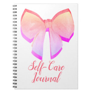 Caderno Espiral Diário de Auto Cuidado com Laço Rosa Bonito