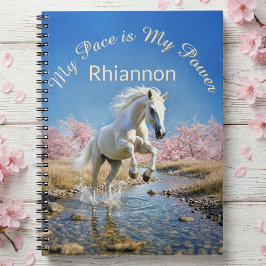 Caderno Espiral Diário de Bem-Estar Fairycore Cavalo Branco para V