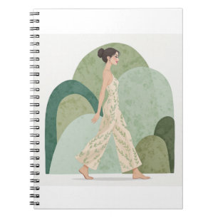 Caderno Espiral Diário de Caminhada Esmeralda Estético